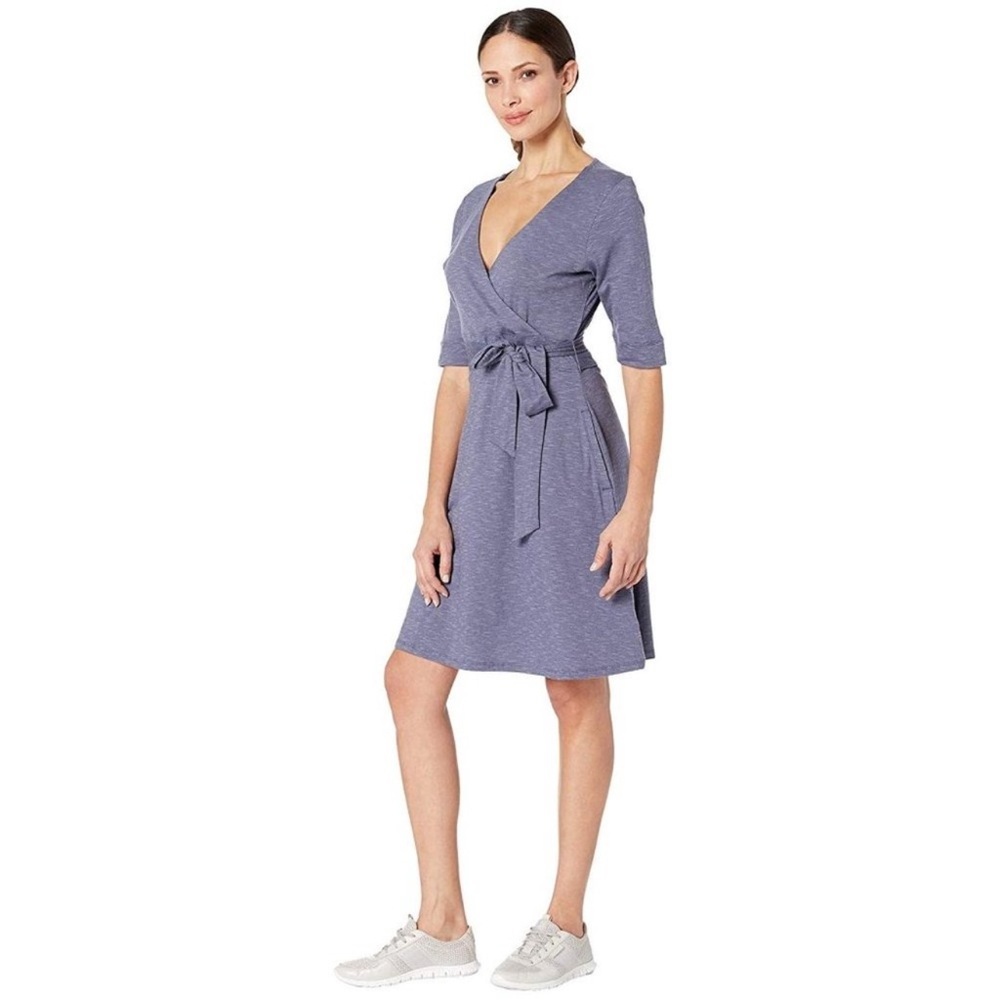 Toad&Co Blue Cue Wrap Cafe Tencel Cotton dress size medium